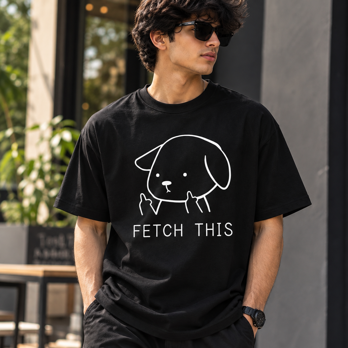 Fetch This Dog Graphic Oversized T-Shirt | Moody Prints