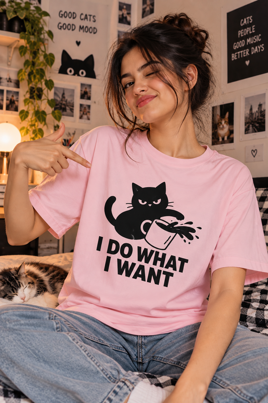 - I Do What I Want – Cat Lover T-Shirt