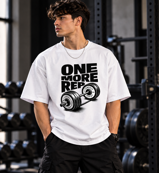 One More Rep Gym white Oversized T-Shirt