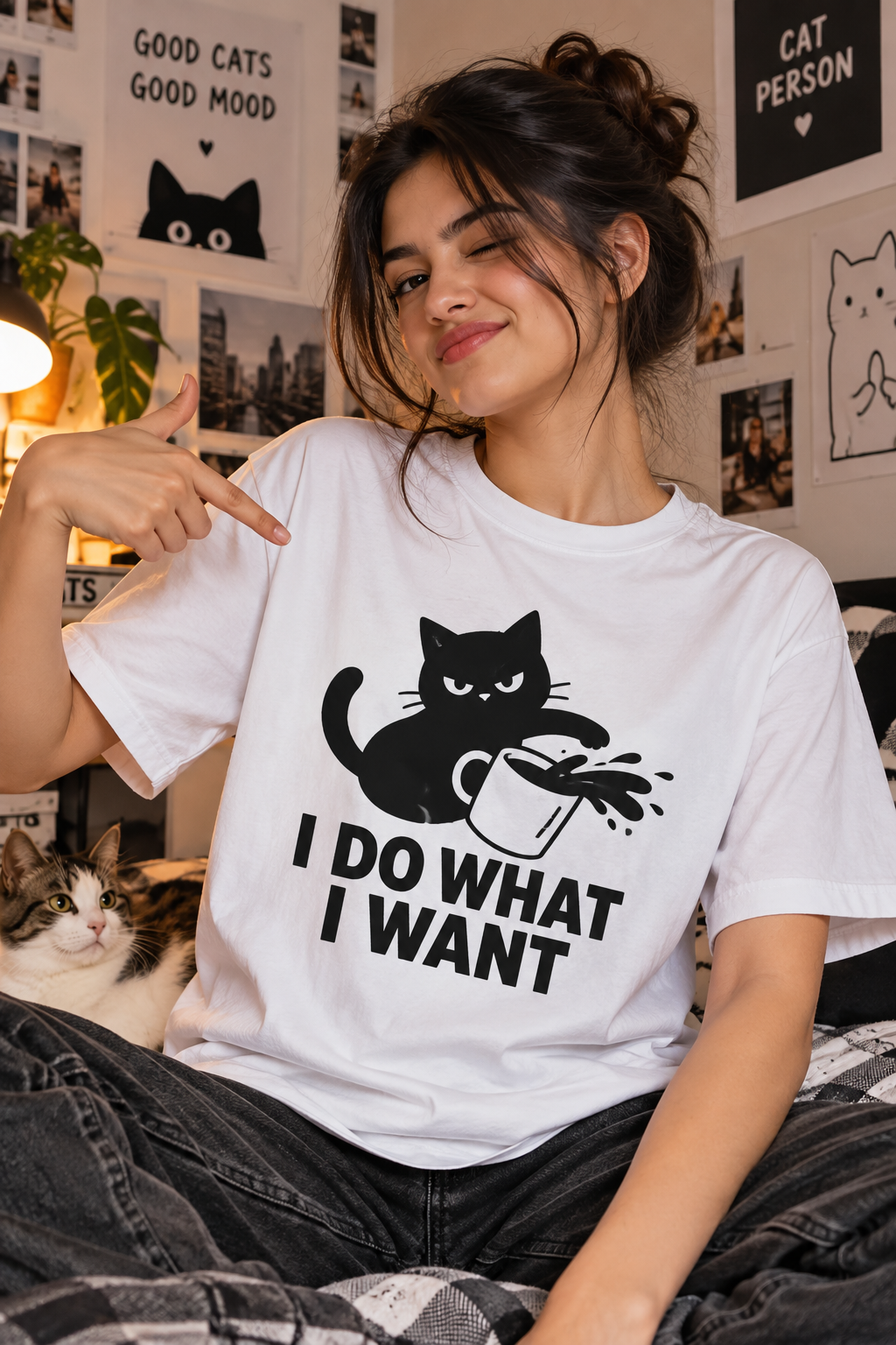 - I Do What I Want – Cat Lover T-Shirt