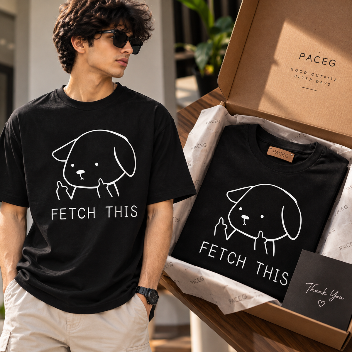 Fetch This Dog Graphic Oversized T-Shirt | Moody Prints